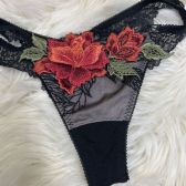 s2330♪ワコールサルート♪難少し♪中古♪お姉様使用♪大人情熱ブラック♪大胆バラ♪Tバックショーツ♪M